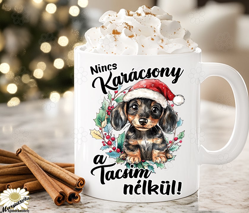 karácsonyi bögre tacsi