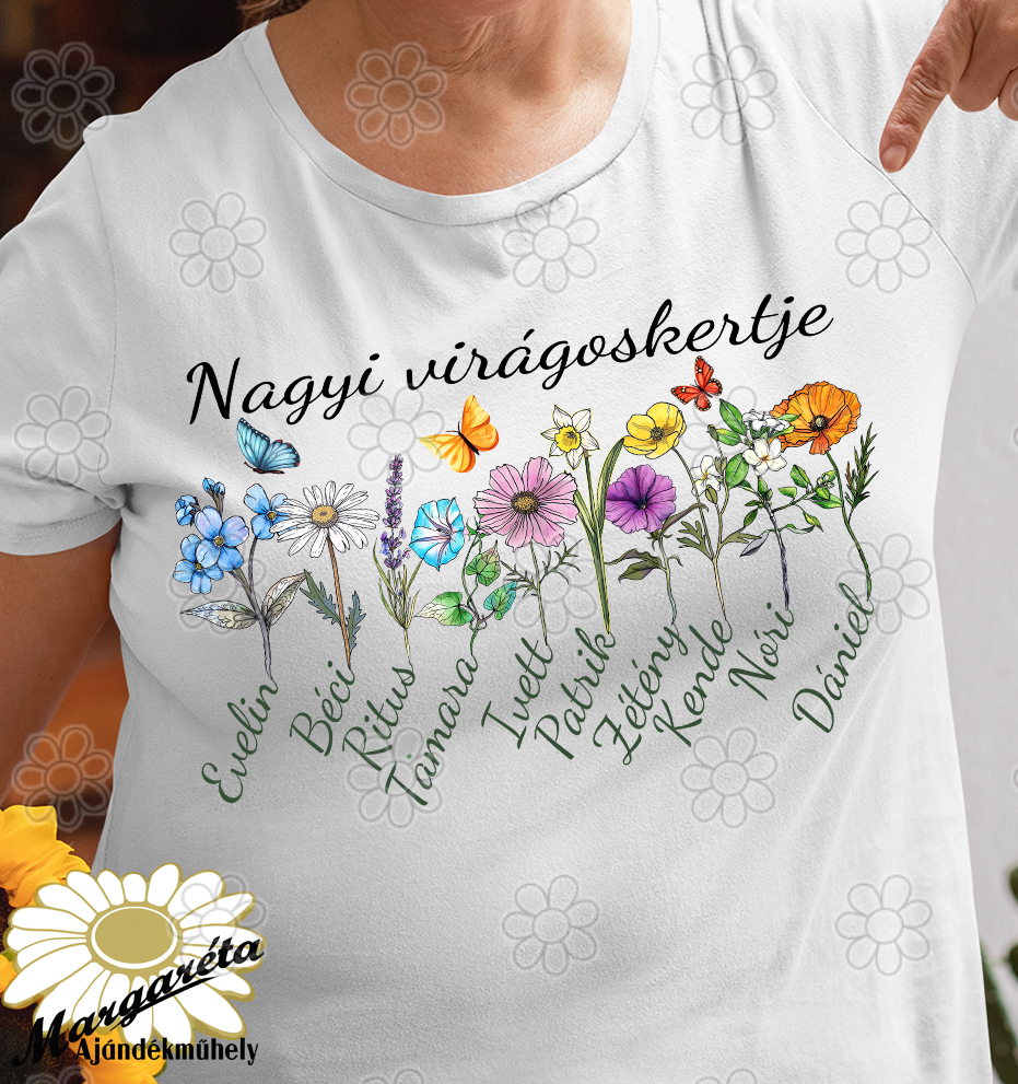 nagyi virágoskertje póló