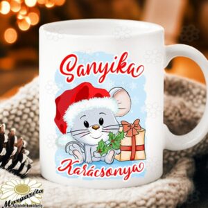 Karácsonyi bögre Egérke névvel