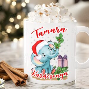Karácsonyi bögre Elefánt névvel