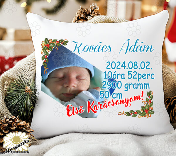 karácsonyi párna fotóval